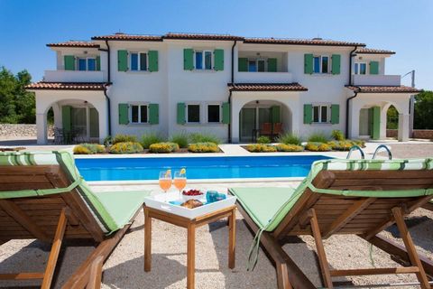 Mini-hotel of 3 attached houses with one pool in a quiet place on the island of Krk. It is a residential unit on two floors, two of which have 80 m2 and one 95 m2. Each house has a separate entrance. The ground floor has a bathroom, kitchen with dini...