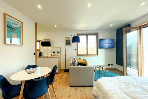 This charming studio apartment in Annecy offers a comfortable stay for up to four guests. It features a sleeping area with a double bed and a sofa bed in the living room. The apartment is not pet-friendly. Enjoy stunning mountain views from the priva...