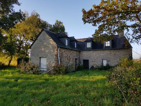 Farmhouse, completely to renovate (sanitation to be provided, heating, insulation, bathroom, toilet) in stone and breeze blocks under slates comprising on the ground floor, entrance room, small additional room with sink, living room with fireplace an...