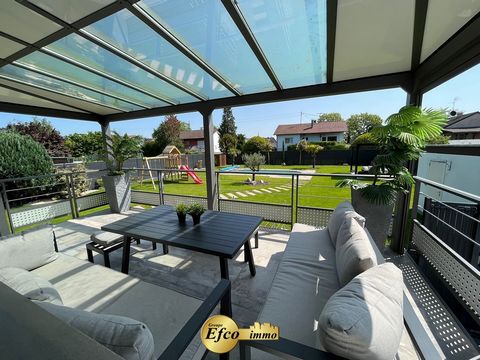 EXCLUSIVE! Efco Immo is pleased to present this magnificent single-storey house located in a quiet area in Bartenheim La Chaussée on a plot of 8.39 ares. It has a surface area of about 128m2 on the ground + 100m2 in the basement, 6 rooms with 4 bedro...