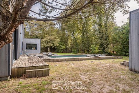 Once through the gate, the architectural structure is revealed in all its splendour, erected on a plot of land planted with oak and pine trees. This 190 m2 construction offers a transversal and bright living space, open to the outside. Once through t...