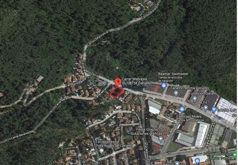 BUILDING PLOT CERVELLO PUEBLO CENTER 15KM FROM BARCELOONA SEMI-LLANO CITY 589m2 buildable in the urban area, with panoramic mountain views, water-electricity-gas connections, fiber optics in the area, urban regulations A2 (GROUND FLOOR + 2 FLOORS OF ...