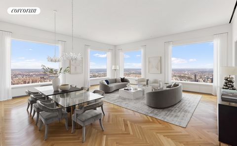 Residencia 94A en 432 Park Avenue Tres Habitaciones / Tres Baños y Medio / Biblioteca / Tocador / 3,952 pies cuadrados Más de 87 pies lineales de vistas directas a Central Park y a la ciudad con techos de 12'6