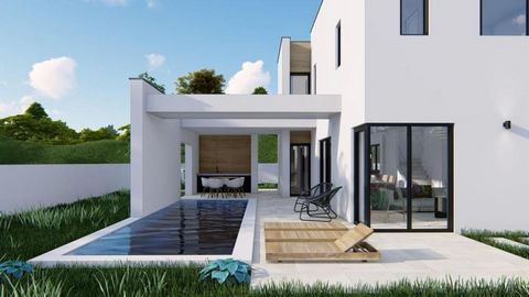 Villa au design moderne avec piscine à Barbat, île de Rab, à 300 mètres de la mer, avec vue sur la mer. Sur l'île de Rab, à Barbat, nous vendons une villa au design moderne d'une superficie de 135 m2. La villa est située sur un terrain d'un terrain d...