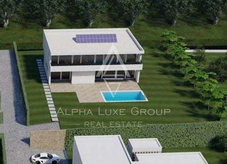 ALPHA LUXE GROUP is selling a designer villa under construction with a panoramic view of the sea and the Brijuni Islands, Bale, ISTRIA The villa is peaceful, on a gentle slope of the west coast of Istria, with a panoramic view of the sea and the suns...