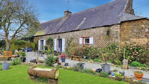 CÔTES D'ARMOR Saint Barnabé Charming and beautifully presented semi-detached stone longère and garden in the countryside of central Brittany. Attractive mature garden and rustic terrace waiting to be enjoyed. Double iron gates lead to a driveway to h...