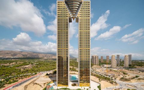 Apartments with panoramic views in Benidorm, Costa Blanca This imposing building is 198 meters high, divided into 47 floors with a total of 256 homes. Each of the apartments is unique. All the apartments have a large private terrace, with access from...