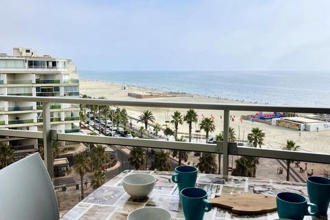 CANET SUD - REZYDENCJA LE BEACH Na 7. piętrze SEA VIEW, w bezpiecznej rezydencji z windą, przyjdź i odkryj ten bardzo piękny, klimatyzowany (od czerwca) 2-pokojowy apartament o powierzchni około 25m² na wakacje. Składa się z łazienki i oddzielnego WC...