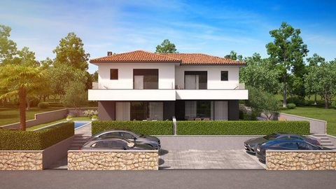 Semi-detached villa in Malinska, 1 km from the sea, with sea views! An exceptional new semi-detached house with a swimming pool, ideally situated in a quiet area near Malinska on the island of Krk, offers 117 m² of spacious, modernly designed interio...