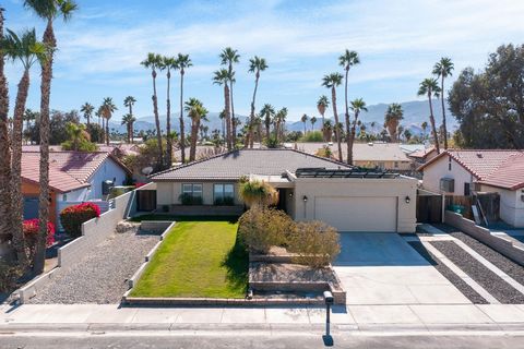 Nestled in the desirable Rio Vista community, this beautifully remodeled 3 bedroom, 2 bathroom home offers a serene desert retreat with nearly panoramic mountain views. From the moment you step inside, you'll be captivated by the bright, open floor p...