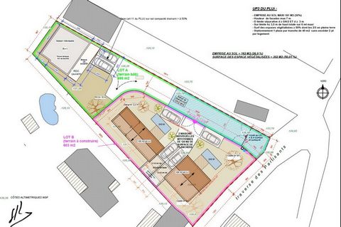Aux Olives, terrain de 270 m² vendu avec permis de construire pour villa de 113m² avec garage + piscine