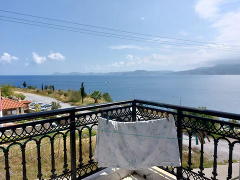 Sitia, East Crete: Beautiful maisonette house with sea views, 75 meter from the sea in Sitia, East Crete. It is a three storey house of a total 186m2 on a plot of 80m2. The ground floor is 56m2 consisting of an open kitchen living room area, a W.C an...