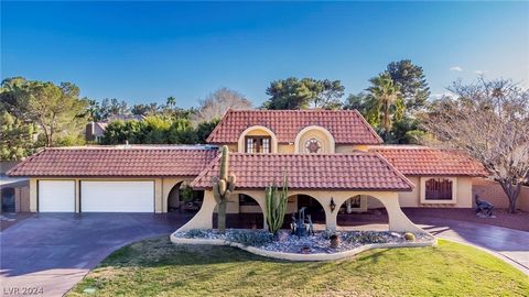 DONT MISS THIS ABSOLUTELY CHARMING RESIDENCE SET IN ONE OF THE ORIGINAL MOST PRESTIGIOUS (RANCHE BEL AIR) LAS VEGAS GUARD GATED NEIGHBORHOODS THIS JEWEL IN THE CROWN UNIQUE HOME WITH EQUISITE ORIGINAL STAIN GLASS WINDOWS AND GARDEN STATUES HAS BEEN M...