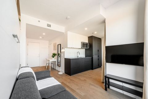 This very pleasant new loft is fully furnished with beautiful quality goods, quartz countertop and all appliances. Built in 2023, the building has an elevator and a 5-year new home warranty. Ideally located a stone's throw from the metro, shops and p...