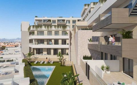 Apartments in Águilas, Murcia, Costa CálidaThis exclusive proposal is designed with 36 flats of 2 and 3 bedrooms distributed in 4 modern blocks. The development is equipped with 2 communal swimming pools and each property has a parking space and stor...