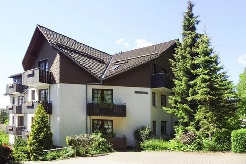 With a beautiful panoramic view: Modern and completely renovated apartment with a covered balcony, garden furniture, beach chair and parasol. Bad Sachsa is located on the sunny southern edge of the Harz Mountains and can be described as a spa town wi...