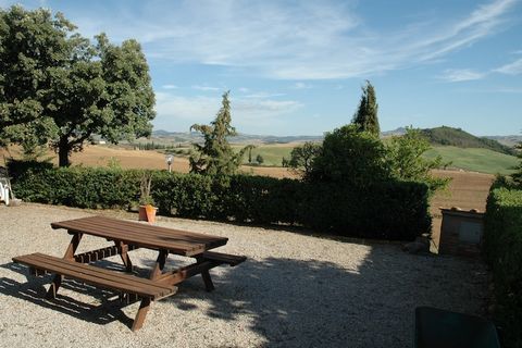 Esta casa de campo ubicada en Pienza, cuenta con 2 dormitorios, piscina (compartida) y magníficas vistas al paisaje. La propiedad es ideal para una familia de 6, quienes quieren pasar sus vacaciones en los alrededores verdes. El centro de la ciudad e...