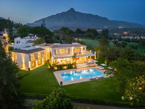 This new Villa is a private oasis nestled in the luxurious Aloha area of Marbella's Golf Valley. This magnificent mansion sits in a prestigious gated community and boasts an enviable front-lineposition overlooking Aloha Golf Course. Its timeless exte...