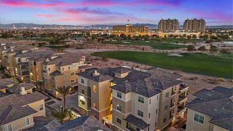 This exceptional residence offers breathtaking, unobstructed views of Angel Park golf course, mountains, & the Las Vegas Strip. Enjoy the beauty of the landscape from the expansive living areas, including the living room, wet bar, kitchen, & dining a...