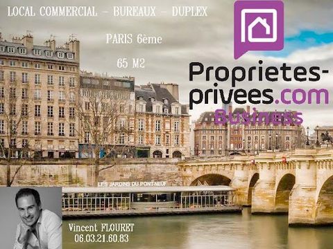 Vincent FLOURET offers you this Professional Local / Offices - 65m ² -, Located in Paris 6th - PONT NEUF On the ground floor with individual entrance on the street. Very sought after location at the foot of a remarkable Art Deco building facing the P...