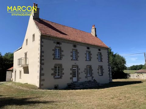 MARCON IMMOBILIER - CREUSE IN LIMOUSIN - Ref 88301 - AREA 15 MINUTES FROM AUBUSSON. A house comprising on the ground floor: kitchen, dining room of about 37 (beautiful fireplace), living room of about 42 (beautiful fireplace). 1st floor: landings, 4 ...
