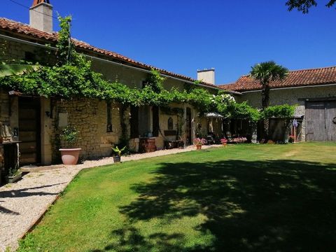 Summary This old stone farmhouse is situated between Chalais and Montmoreau in the Charente region of SW France in the microclimate. There is a large barn, carport, and a house to renovate. The pretty garden is 1900m2, with countryside views, pond an...