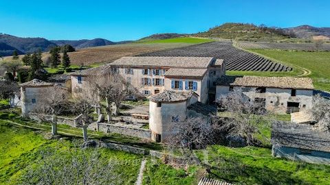 In the heart of the Alpes de Haute Provence, in a village with amenities 20 minutes from Digne-les Bains, this over 1500 sqm 17th century property steeped in history is set in 15 peaceful hectares commanding an exceptional panoramic view of the Duran...