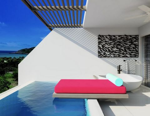 Located in Half Moon Bay. Fourteen (14) Premium Suites with intimate plunge pools occupy the ground floors of all the buildings in Moon Gate Antigua. Similar in size and layout to the 500 sqf Standard Suites, the exclusive deck area has been expanded...