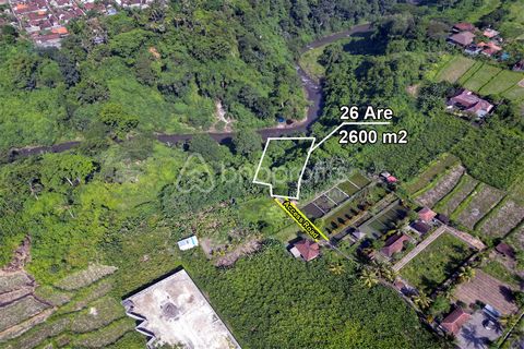 Riverfront Bliss Freehold Land: Design Your Dream Home in Bali’s Heart Price at IDR 205,000,000/are Total Price for 2,600 sqm : IDR 5,330,000,000. Tucked away in Gianyar – Kemenuh’s peaceful and scenic area, an expansive 2600 sqm plot awaits those ke...