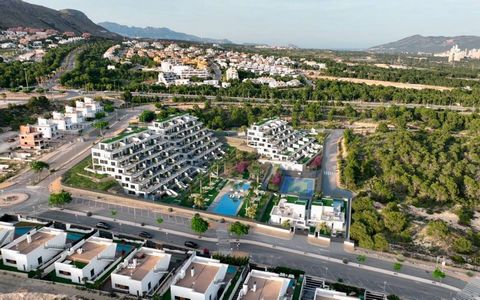 Apartments with sea views in Finestrat, Costa Blanca70 homes with private terraces distributed in 3 blocks with 2 and 3-bedroom homes, and 2 single-family villas with 3 bedrooms. Each apartment has an equipped kitchen and an underground garage. Conce...