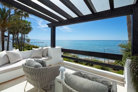 Experience the pinnacle of beachfront luxury at this extraordinary property located within Marbella’s prestigious Puente Romano Resort on the Golden Mile. This opulent duplex apartment seamlessly blends indoor and outdoor living, creating a resort-st...