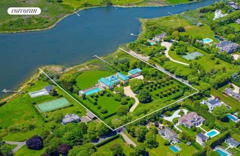 Southampton Village Estate Section: This glorious house was designed by world-renowned architect Jaquelin T. Robertson for owners Ahmet and Mica Ertegun in 1990 and positioned on a 5.5-acre west-facing parcel with 450 feet of frontage on Taylor Creek...