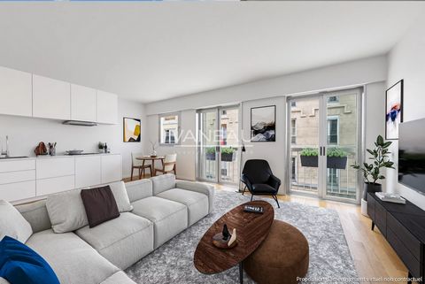 In een rustige straat op een steenworp afstand van le Bon Marché en rue Vaneau, in een goed onderhouden en veilig modern condominium met lift, een 2/3 kamer appartement op de 2e verdieping met uitzicht op de straat met 55,75 m2 op de begane grond (55...
