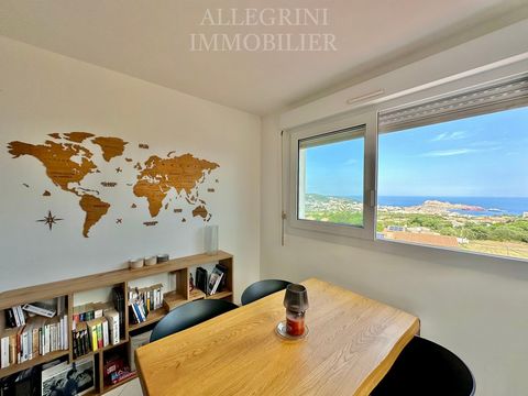 Located in the plain of Monticello, this charming T3 of about 57 m2 enjoys a magnificent view of the islands and the sea. Located on a double-level level (ground floor on the entrance side, 1st level on the sea side), the apartment is arranged on one...