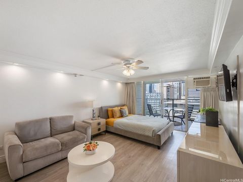 New price! Island Colony studio gem in the heart of Waikiki: Experience island living in this elegantly renovated studio, fully furnished with contemporary design. Boasting luxury vinyl tile flooring and freshly updated kitchen and bathroom cabinets ...