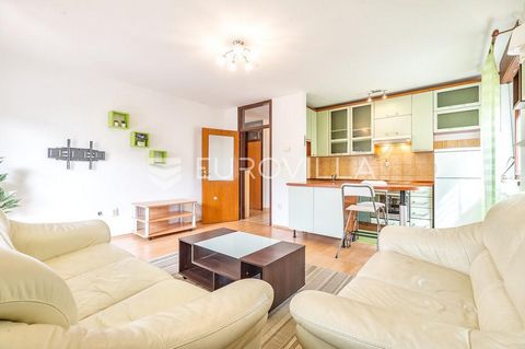 Vinogradska cesta, a two-bedroom apartment on the 1st floor of a residential building built in 2000. It consists of an entrance hall, a bedroom with access to the loggia, a living room, a kitchen and a dining room, a second bedroom, a bathroom, and a...