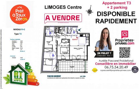 *** 261 500 Euros *** LIMOGES CENTRE (87) *** APPARTEMENT T3 de 62m² avec TERRASSE de 14m² et PARKING *** Un cadre de vie idéal ! -> Vous recherchez un APPARTEMENT LUMINEUX, FONCTIONNEL et idéalement situé ? -> Découvrez ce T3 au coeur du quartier re...