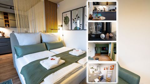 Enjoy Cologne-Ehrenfeld at the highest level in our Delux Studio. Welcome to this luxurious 28m² deluxe studio that offers everything you need for a great stay in Cologne: → BOX SPRING BED (queen size) → free parking space → 55 inch smart TV → Kitche...