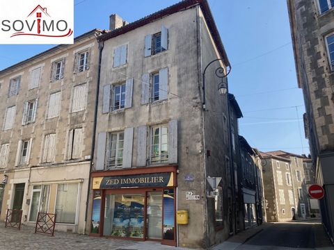 REF. 34506: 129 600 euros H.Ag.Incl., Confolens (16), city center, ideal investors, investment building (1060 E / month, good ratio) for commercial and residential use, 160 m2 approx. usable: including: on the ground floor: a commercial premises rent...