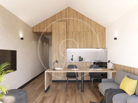 Apartment T0 inserted in the Lima Development in Porto The apartment consists of a spacious openspace where you will find the living room along with the kitchenette. The sleeping area is individualized by a modern wooden separation. The living room g...