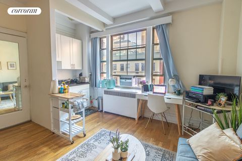 Beautiful, move in ready, studio apartment in a doorman building on a prime Upper West Side block. This great space has huge windows with bright North facing views over Levain bakery and of row of historic townhouses. Pre-war details include high bea...