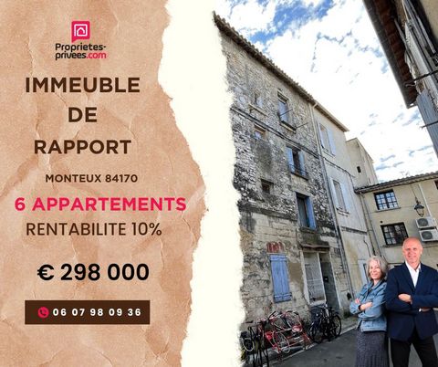 SPECIAL INVESTISSEURS : Rentabilité 11% . A ne pas manquer, idéalement placé à Monteux centre (84170), Pascal et Sylvie BECOURT vous présentent cet immeuble de rapport composé de 6 appartements studios, T1 et T2 avec commerces à proximité. Prix de ve...