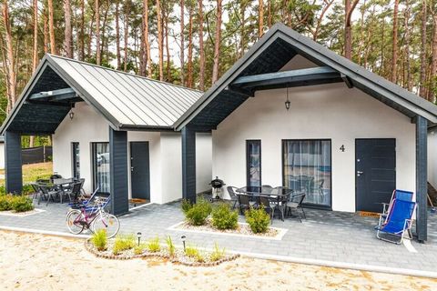 Very pleasant location, in the middle of a pine forest, just 100 m from a beautiful, sandy beach. An intimate holiday resort located on a very well-kept, fenced property offers accommodation in comfortable, brick summer houses. The single-story holid...