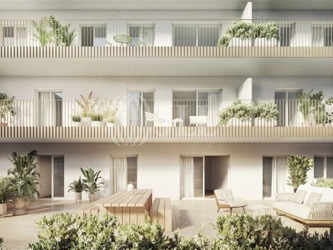 2-bedroom apartment, 80 sqm (gross floor area), 154 sqm terrace and one parking space, in the Jaba condominium, in the Jardim do Barreiro development, in Setúbal. The apartment comprises an open plan living room with fully equipped kitchen, two bedro...