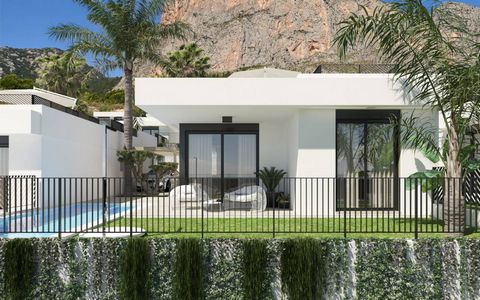 Villa for sale in Polop Hills, Costa Blanca North with sea views The residential complex is made up of 185 individual modern-style homes, with 2 and 3 bedrooms, with a private plot and the option of building an individual pool. It has a community poo...
