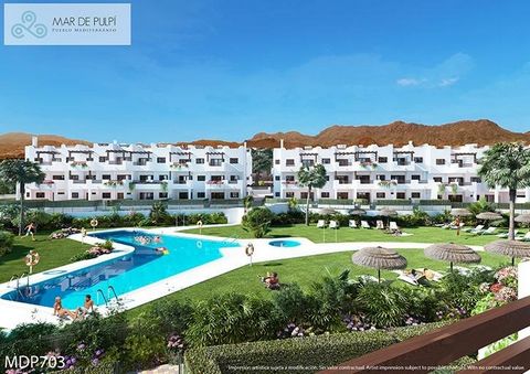 This new development of Mar de Pulpi fase 7 is located on the 2nd line of the sea, 600 meters from the beach. It consists of 9 blocks with a total of 330 homes, divided between bungalows with 1 bedroom and 1 bathroom, bungalows with 2 bedrooms and 1 ...