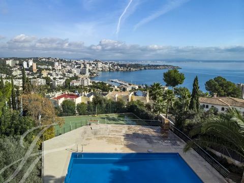 This spacious villa with wonderful sea views is located on an unusually large plot for the coveted Cas Catalá area and is a paradise especially for sports lovers and in general for a large family that enjoys outdoor activities. Apart from spacious te...