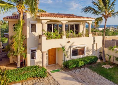 Beautiful 4 Bedroom Home in El Tezal Cabo San Lucas. This turn key home is in excellent condition and ready to move in. It offers spacious living areas with stunning ocean views and a large terrace for relaxation. The rooftop features a 5 person jacu...