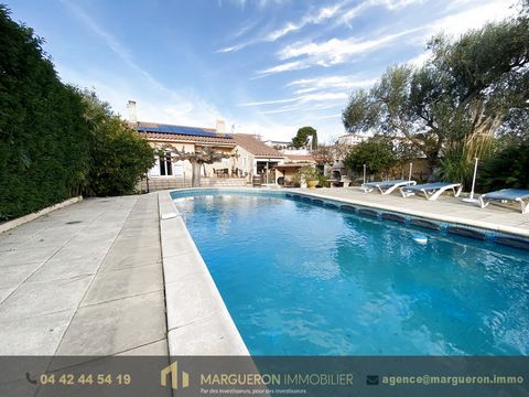 MARGUERON IMMOBILIER presents for sale this single-storey villa of 6 rooms, nestled in a quiet area near the pond of Rassuen. It offers an idyllic living environment with its swimming pool and 634m2 plot. The villa opens onto a welcoming entrance cor...