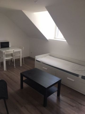 Fully refurbished furnished studio located in town center. Quiet and bright. Ideal for students or young professionals. 1 main room with kitchenette (hotplate sink + microwave oven + hood + fridge + kitchen utensils) + 1 bathroom (bath towels not pro...